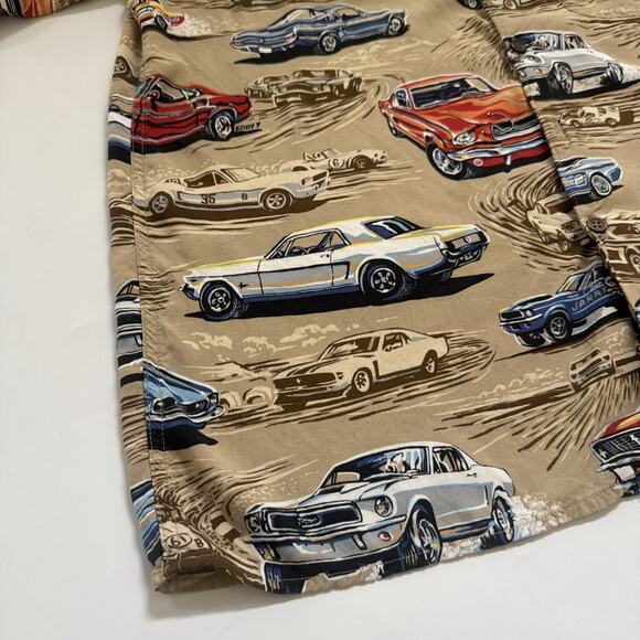 Vintage Reyn Spooner Hawaiian Shirt Retro Race Cars 100% Spun Rayon Aloha Medium - Picture 3 of 9